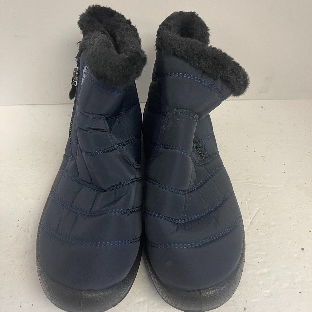 L-RUN Unisex Snow Boots Fur Lined Winter Snow Outdoor Footwear Blue - SH778